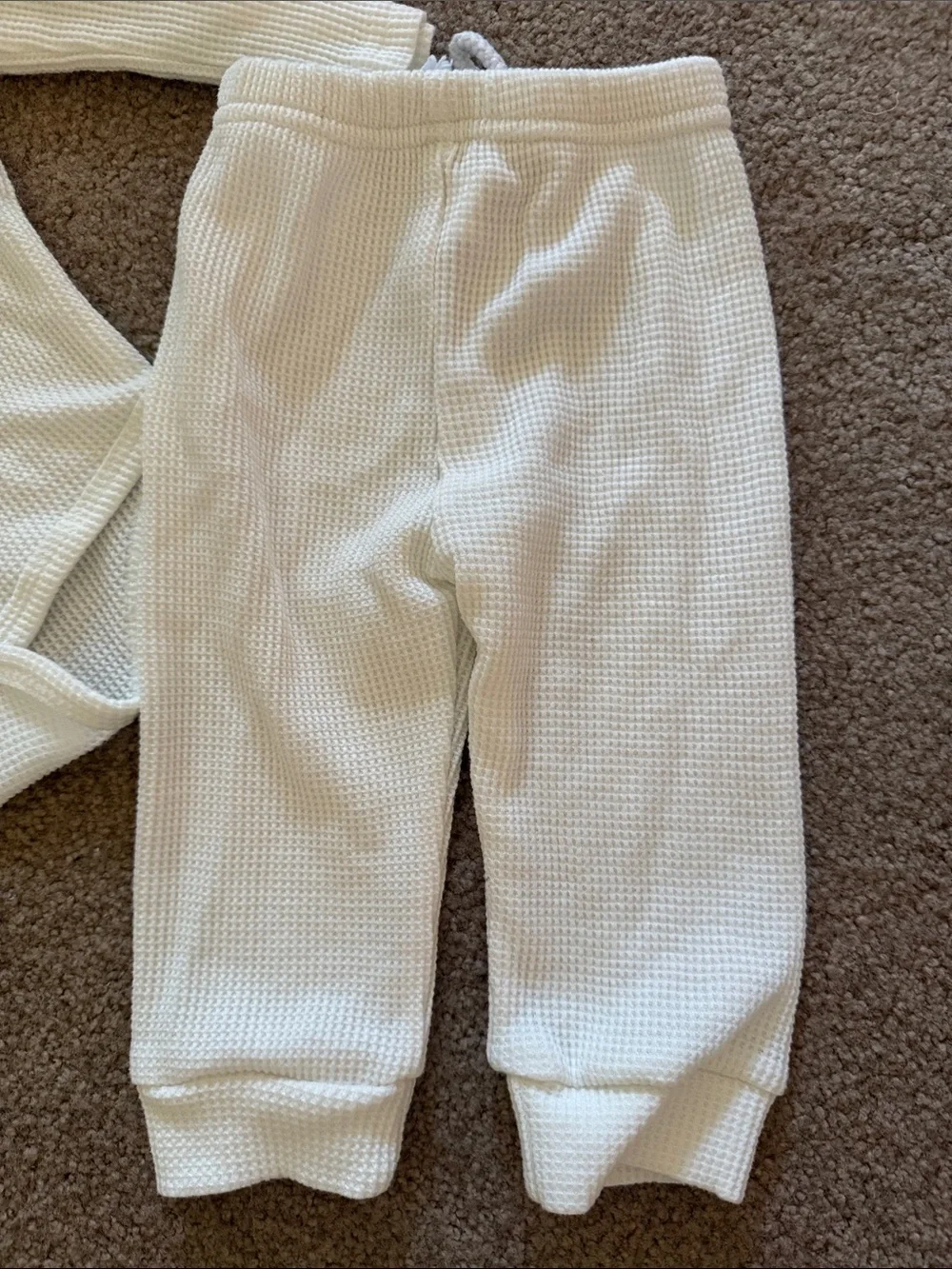 Kids Hooded Waffle Knit Onesie & Joggers Set - Cream - unknown size! I think 3-6